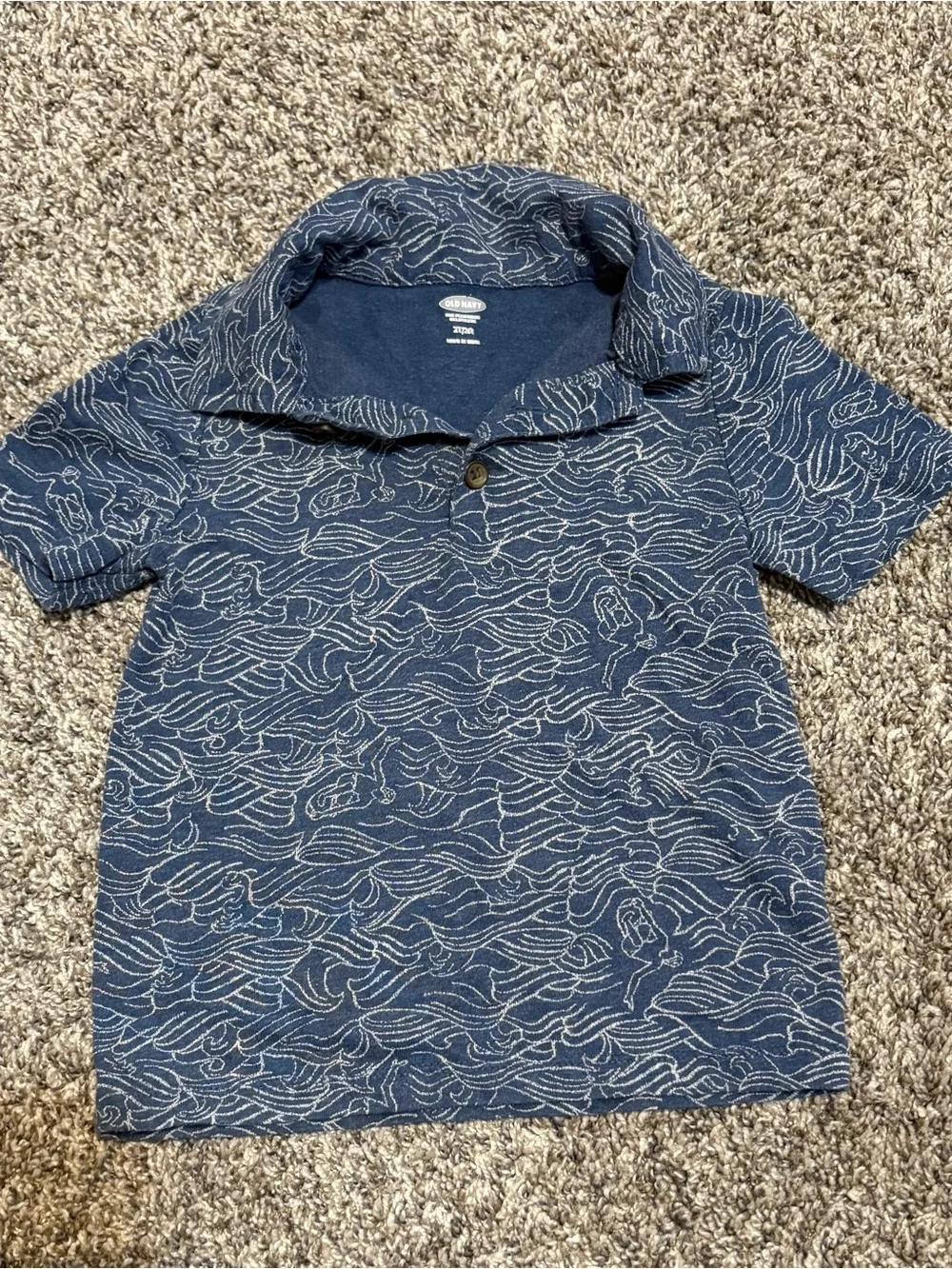 Old Navy Navy Wave-Print Polo Shirt